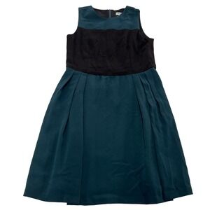 OF MERCER Dress Womens Size 10 Blue Green Black Color Block Pleated‎